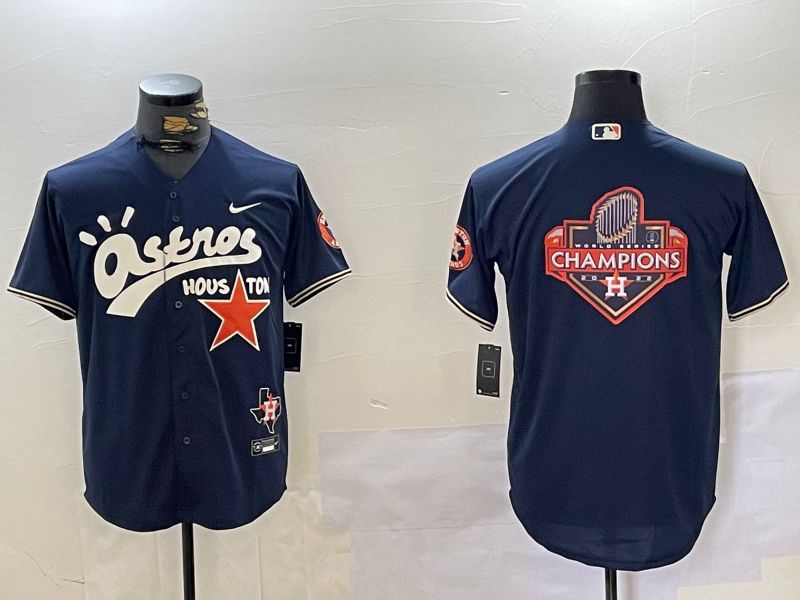 Men Houston Astros Blank Blue Second generation joint name Nike 2024 MLB Jersey style 5->->MLB Jersey